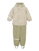 Rainwear Set - Aop, W. Fleece CeLaVi Green