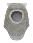 Balaclava Wool Alpaca Pompoms Huttelihut Grey