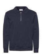 Sweat Polo With Zip L/S Lindbergh Navy