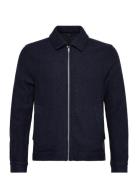 Wool Blend Zip Through Overshirt Lindbergh Navy