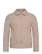 Wool Blend Zip Through Overshirt Lindbergh Beige