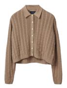 Classic Fit Cable Knitted Polo Cardigan Lexington Clothing Beige
