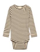 Body L/S Modal Striped Petit Piao Beige
