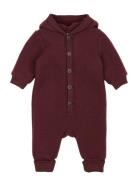 Wool Baby Suit W. Hood Mikk-line Burgundy