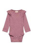 Body L/S Frill Modal Heart Petit Piao Pink