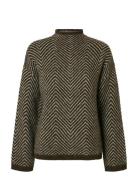 Slflulu Ls Herringb Knit High Neck Selected Brown