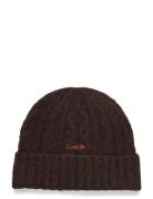 Embroidered Cable Knit Beanie Coach Accessories Brown