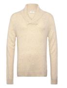 Nep-Yarn Shawl Collar Knit Lindbergh Cream