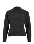 Virelli Highneck L/S Cable Knit Top/Bfs Vila Grey