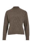 Virelli Highneck L/S Cable Knit Top/Bfs Vila Brown