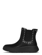 F-Mode Gem-Trim Leather Flatform Chelsea Boots FitFlop Black