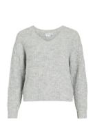 Vilampe V-Neck L/S Knit Top-Noos Vila Grey