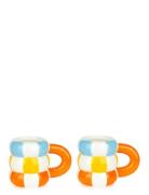 Sæt Med 2 Keramiske Kaffekopper Flyder, Orange Balvi Patterned