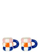 Sæt Med 2 Keramiske Kaffekopper Flyder, Blå Balvi Patterned