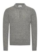 Lambswool L/S Button Polo Lindbergh Grey