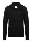 Nep-Yarn Shawl Collar Knit Lindbergh Black