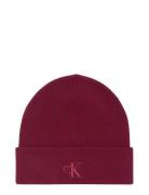 Ck Fine Rib Beanie Calvin Klein Burgundy