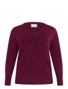 Kcniela V-Neck Pullover Kaffe Curve Burgundy