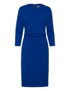 Stretch Crepe Ls Gathered Dress Calvin Klein Blue