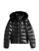 Gloss Hw Down Slim Jacket W Fur Tommy Hilfiger Black