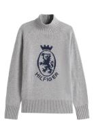 Wool Blend Graphic Mock-Nk Swt Tommy Hilfiger Grey