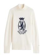 Wool Blend Graphic Mock-Nk Swt Tommy Hilfiger White