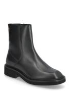 Th Square Toe Leather Bootie Tommy Hilfiger Black