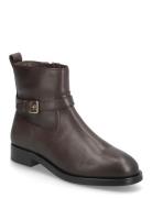 Th Buckle Riding Leather Bootie Tommy Hilfiger Brown