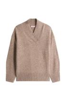 Marl Wool Blend Shawl-Nk Ls Swt Tommy Hilfiger Beige