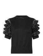 Krista Mix Stacked Ruffle Top French Connection Black