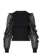Krista Mix Ruffle Trim Slv Top French Connection Black