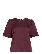 Viellette 2/4 Satin Puff Top - Noos Vila Burgundy