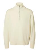 Slhcalle Relaxed Cashmere Blend Half Zip Selected Cream