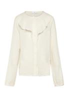 Crinkled Ruffle Shirt Mango Cream