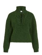 Vigleeba High Neck L/S Rib Knit Top Vila Green
