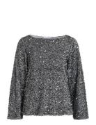 Vifaith Boat Neck L/S Sequin Top/1 Vila Grey