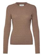 Rwdarcy Ls Pointelle Crew Knit Rosemunde Brown
