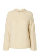 Slfgabella Ls Knit Bow O-Neck Selected Cream