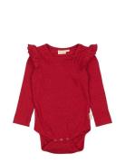 Body L/S Frill Modal Heart Petit Piao Red
