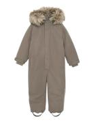 Snowsuit W. Fake Fur En Fant Beige