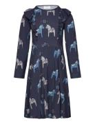 Bamboo Flared Dress Navy Dala Horse Geggamoja Navy