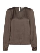 Rwmessina Ls Regular Blouse Rosemunde Brown