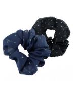 Everneed Scrunchie Sæt - Sort/Navy Med Guld Stjerner (U)   2 stk.
