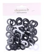 Eleganza Hårelastikker Sort Og Hvid (mini)   50 stk.