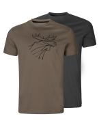 Härkila Men's Härkila Graphic T-Shirt 2-Pack Brown Granite/Phantom