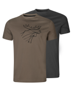 Härkila Men´s Härkila Graphic T-Shirt 2-Pack Brown granite/Phantom