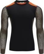 Aclima Men's WoolNet Hybrid Crew Neck Jet Black/Tarmac/Gold Flame