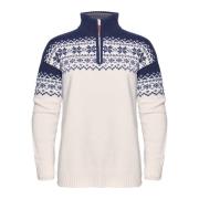 Gridarmor Women's Snøkrystall Half Zip Ullgenser White/Dark Navy