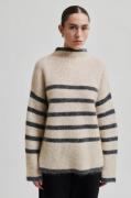 Second Female Ovalis Mohair Blend Knit Tneck Kvinde Brazilian Sand Gre...