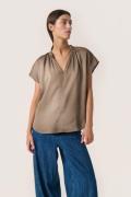 Soaked in Luxury Slparis Top Kvinde Walnut Kortærmede Bluser Classic F...